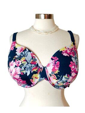 Cacique 42DDD Underwire Bra Floral Lightly Padded 42F T-Shirt Full Coverage Chic